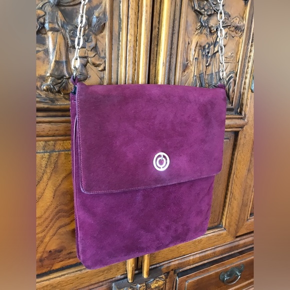 Vintage Suede Dark Plum Crossbody/Shoulder bag Made in Canada - Picture 3 of 16